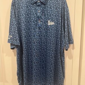 FootJoy Blue Navy Floral Patterned Polo Shirt 2XL Ryder Cup Team The Ridge